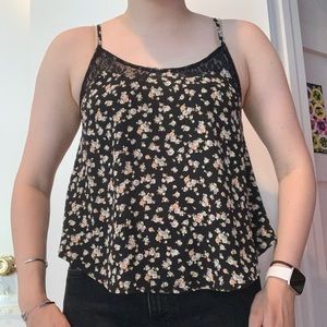 black tank top with floral print